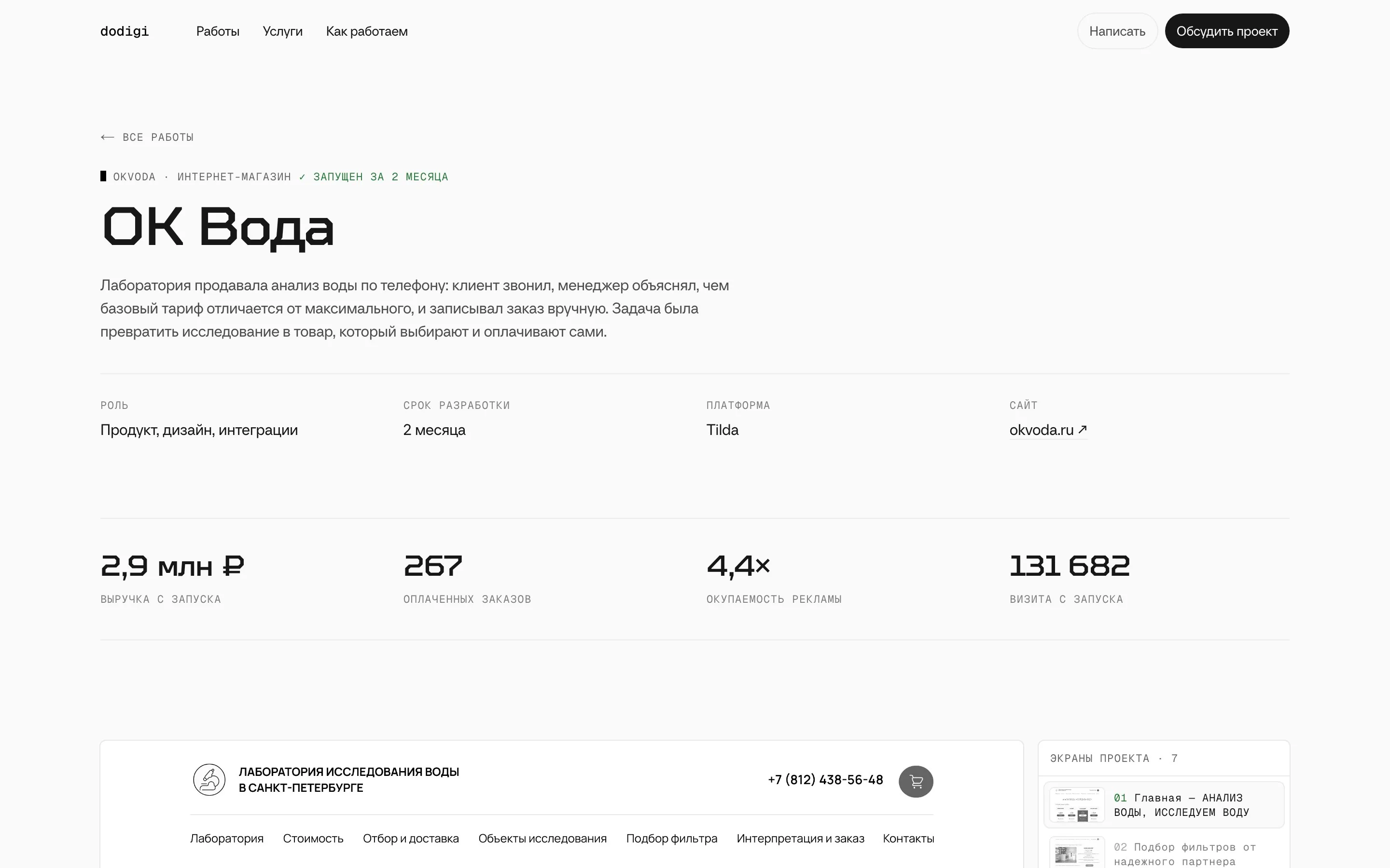 DoDigi — Страница кейса: шапка и метрики