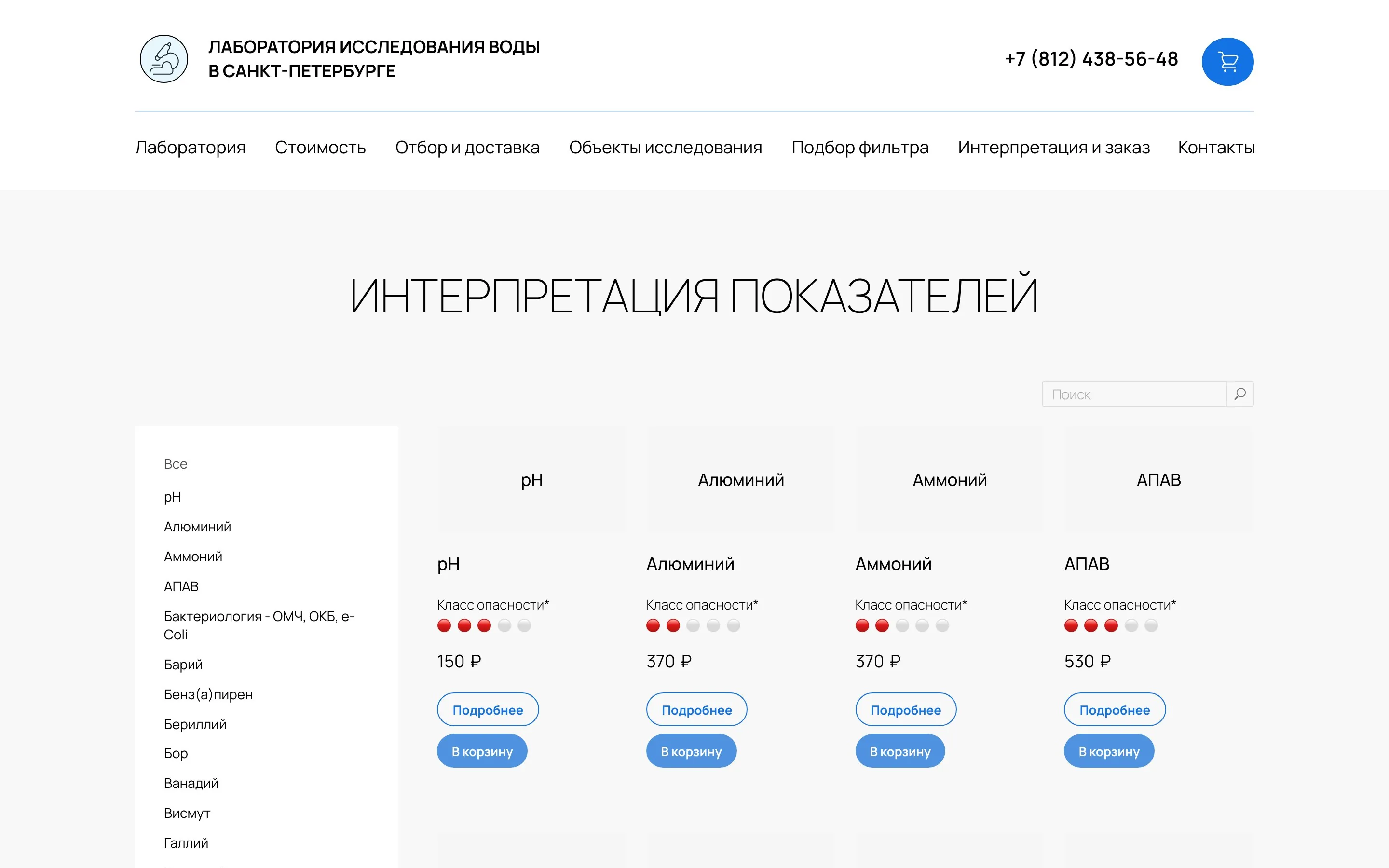 ОК Вода — Каталог — интерпретация показателей